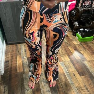 No Boundaries Colorful Swirl flare leggings